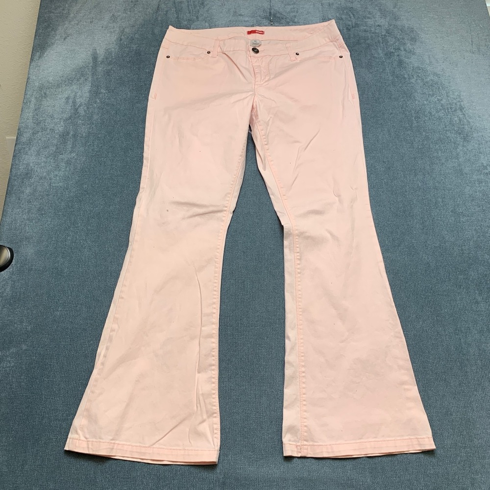Bongo Bootcut Jeans Womens 17 Pink Cotton Stretch 5 Pockets Light Wash Zip Fly